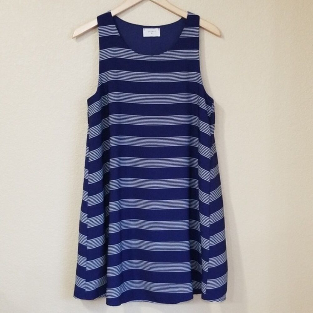 Everly Navy and White Striped Sleeveless Dress M